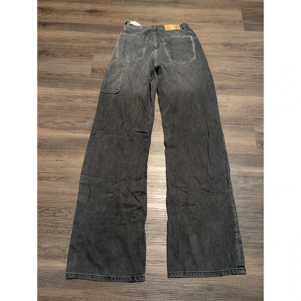 We The Free Free People Tinsley Baggy High Rise Straight Leg Jeans Gray 24